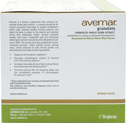 AVEMAR - Daily Immune and Cell Support - Fermented Wheat Germ Extract - Authentic Avemar™ Natural Stevia Granulate - FWGE, Avemar, Pulvis™Instant Drink Mix, 30 Packets
